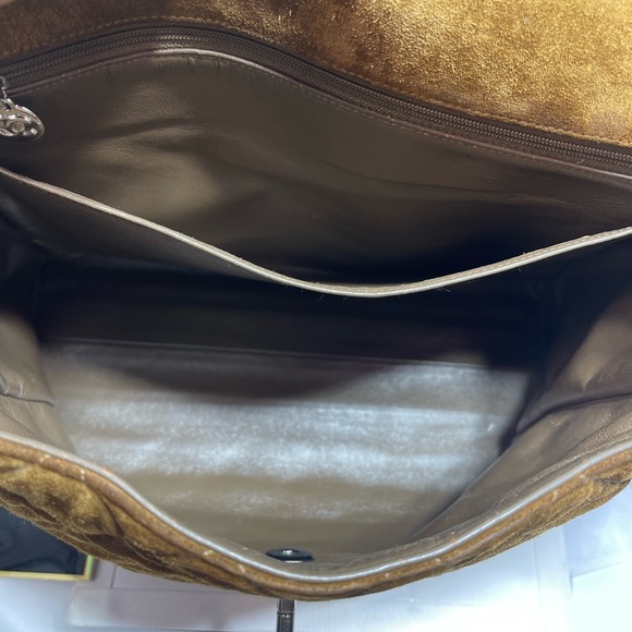 Chanel Brown Suede Shoulder Bag,with auth. Card and care card, pre loved. - Picture 8 of 16
